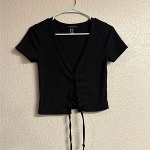 Forever 21 Black Lace-Up Crop Top